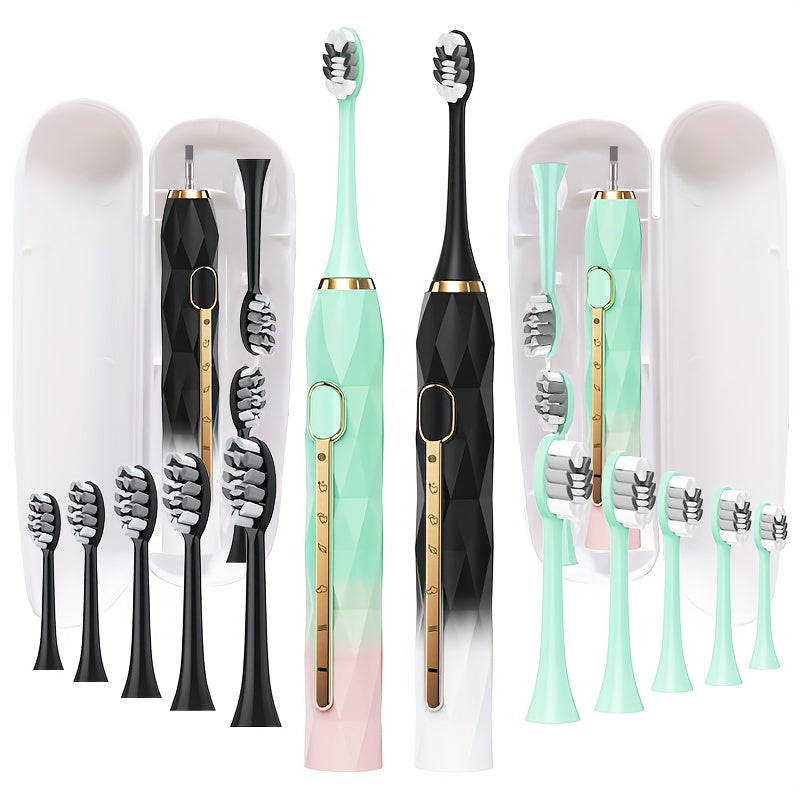 Rechargeable Electric Toothbrush Set for Couples  USB Metal Shaft