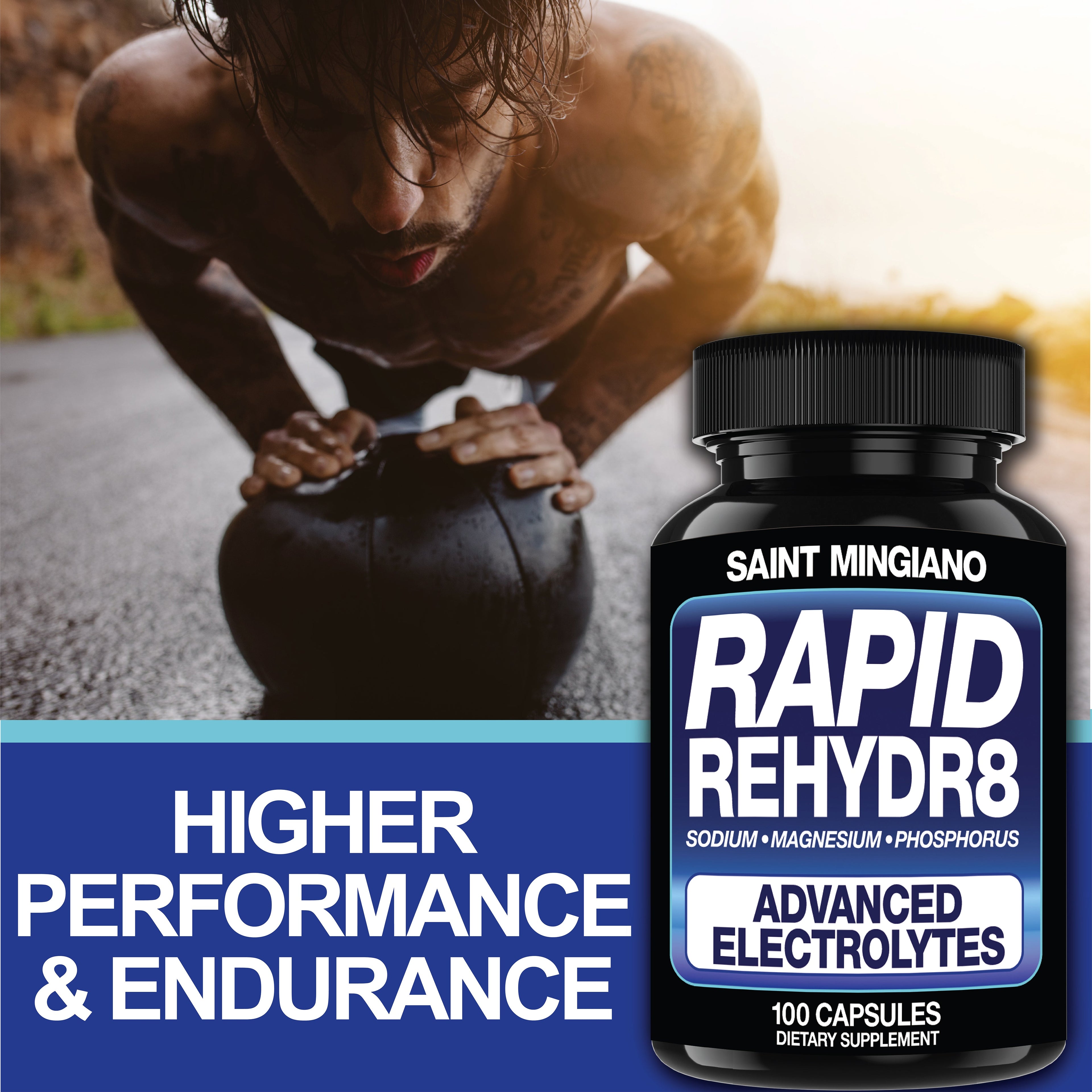 Rapid Rehydr8 Electrolyte Supplements 100 Capsules – Aid in The Prevention of Cramping and Supports Muscle Endurance and Recovery